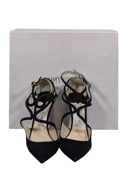 Jimmy Choo - Black Suede Pointed Toe "Lancer 100" Pumps Sz 8