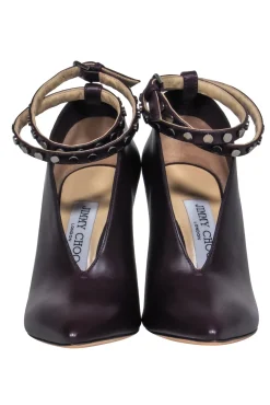 Jimmy Choo - Dark Purple Pointed Toe Pumps w/ Studs Sz 5