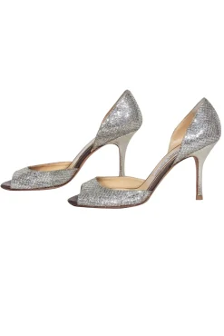 Jimmy Choo - Gold & Silver Glitter Open Toe Pumps Sz 8.5