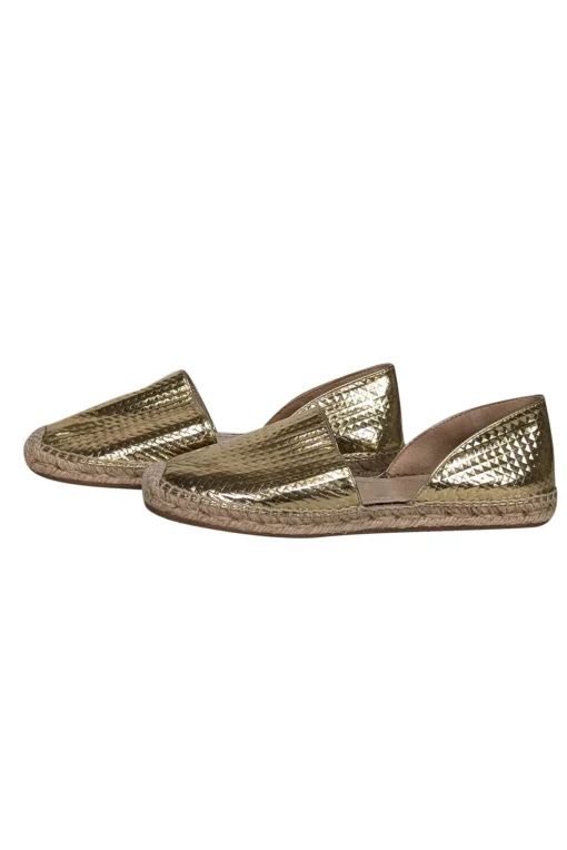 Jimmy Choo - Gold Textured Espadrille Flats Sz 7
