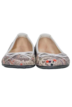 Jimmy Choo - Grey Snakeskin & Paint Splatter Print Ballet Flats Sz 4.5