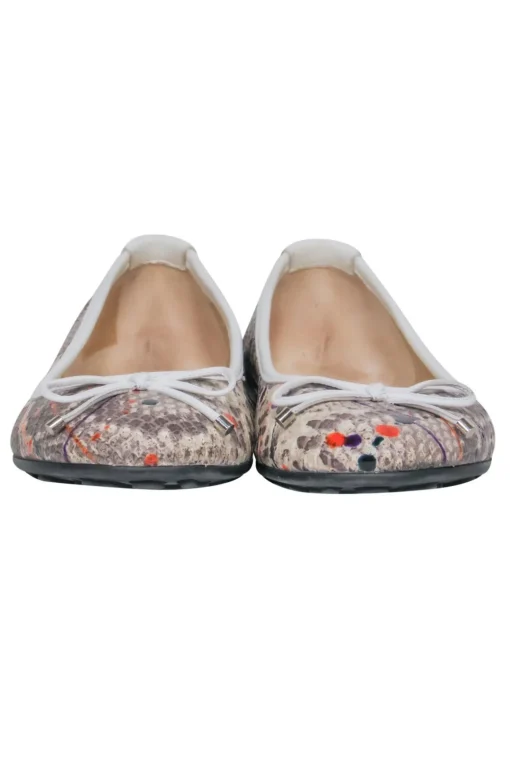 Jimmy Choo - Grey Snakeskin & Paint Splatter Print Ballet Flats Sz 4.5