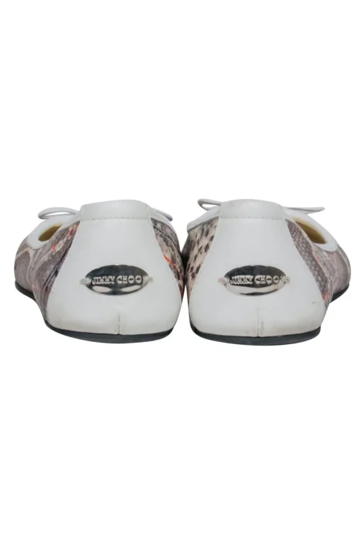 Jimmy Choo - Grey Snakeskin & Paint Splatter Print Ballet Flats Sz 4.5