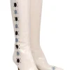 Jimmy Choo - Ivory Pointed Toe Stiletto Boots w/ Blue Bubble Cutouts Sz 8