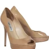 Jimmy Choo - Nude Patent Leather Peep Toe Stilettos Sz 8