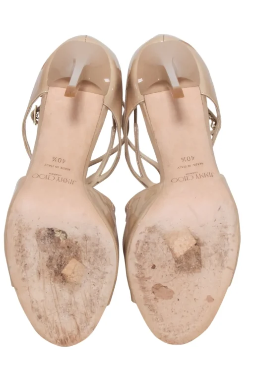 Jimmy Choo - Nude Patent Leather Open-Toe Heels Sz 10.5