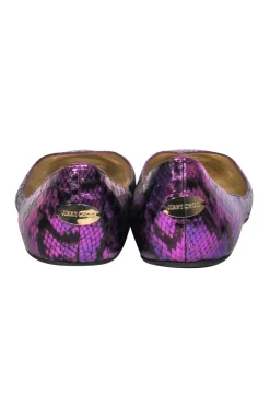 Jimmy Choo - Purple Metallic Snakeskin Textured Ballet Flats Sz 10.5