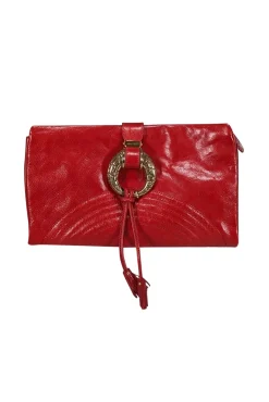 Jimmy Choo - Red Leather "O" Ring Hardware Clutch Bag