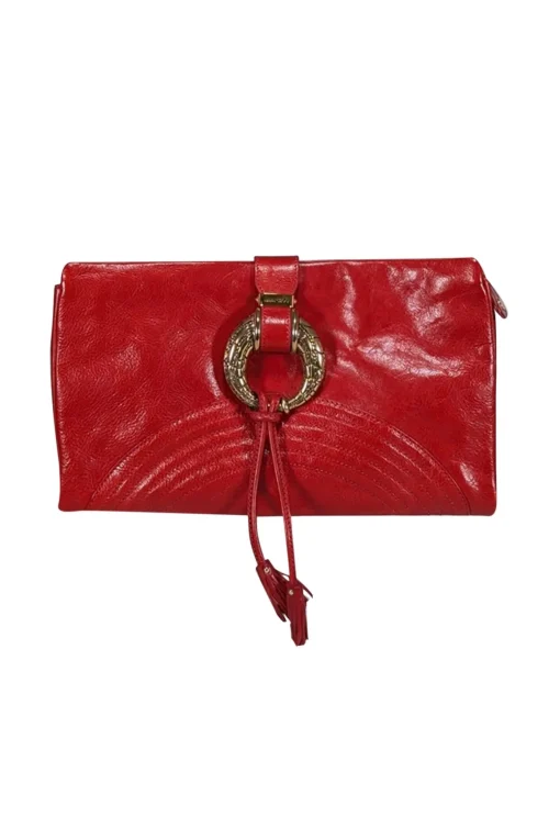 Jimmy Choo - Red Leather "O" Ring Hardware Clutch Bag