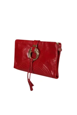 Jimmy Choo - Red Leather "O" Ring Hardware Clutch Bag