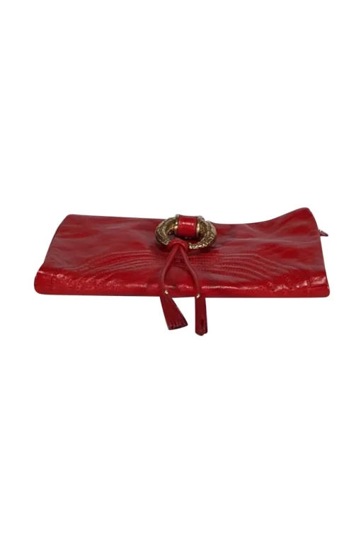 Jimmy Choo - Red Leather "O" Ring Hardware Clutch Bag