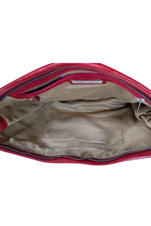 Jimmy Choo - Red Leather "O" Ring Hardware Clutch Bag