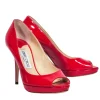 Jimmy Choo - Red Peep Toe Patent Leather "Luna" Pumps Sz 6