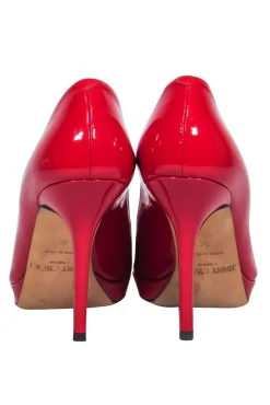 Jimmy Choo - Red Peep Toe Patent Leather 