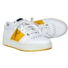 Jimmy Choo - White & Yellow Leather Lace-Up Sneakers w/ Crystal Star Hardware Sz 7.5