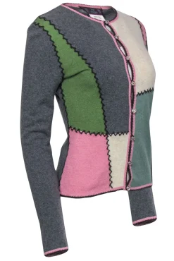 John Galliano - Vintage Multicolored Patchwork Wool Blend Cardigan Sz S