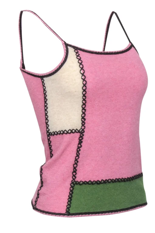 John Galliano - Vintage Pink Patchwork Wool Blend Camisole Sz S