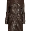 Johnathan Simkhai - Dark Brown Vegan Leather Mini Trench Dress Sz S