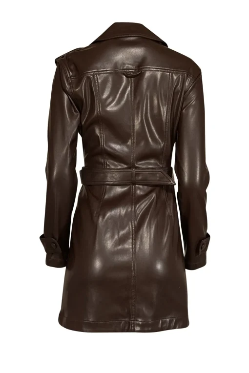 Johnathan Simkhai - Dark Brown Vegan Leather Mini Trench Dress Sz S