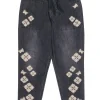 Johnny Was - Black Embroidered Cotton Pants w/ Tie Waist Sz M