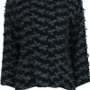 Johnny Was - Black Floral Applique Long Sleeve Shirt Sz M