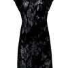 Johnny Was - Black Velvet Burnout Floral Print Dress Sz L