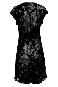 Johnny Was - Black Velvet Burnout Floral Print Dress Sz L