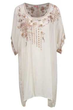 Johnny Was - Cream Tunic Dress w/ Neutral Colored Embroidery Sz XXL