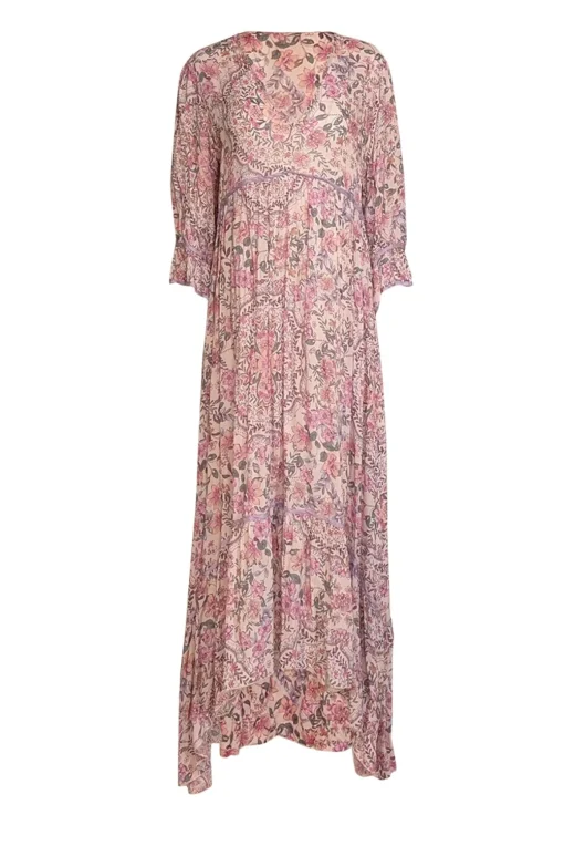 Johnny Was - Light Pink & Multicolor Floral Print Dress Sz M