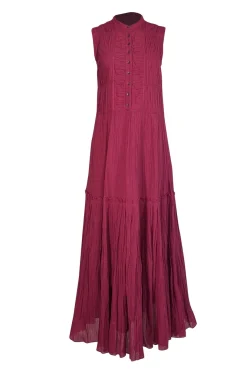 Joie - Beet Red Pintuck Cotton Maxi Dress Sz S