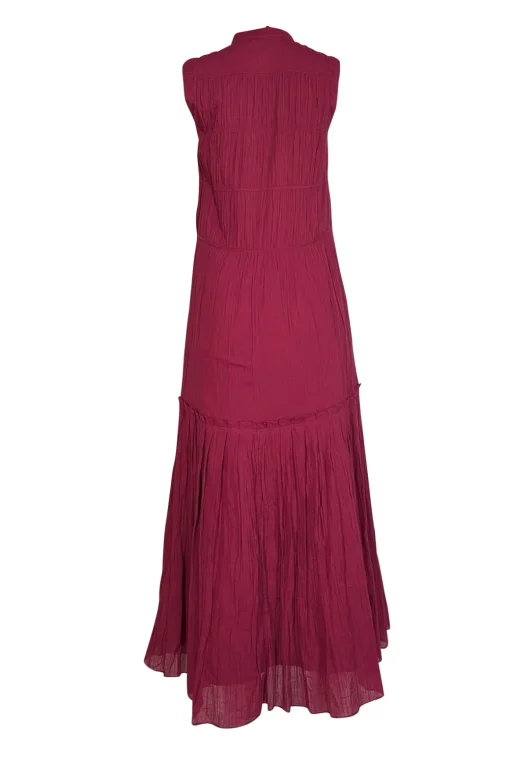 Joie - Beet Red Pintuck Cotton Maxi Dress Sz S