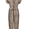 Joie - Beige & Black Leopard Print Utility-Style Belted Jumpsuit Sz M