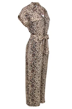 Joie - Beige & Black Leopard Print Utility-Style Belted Jumpsuit Sz M