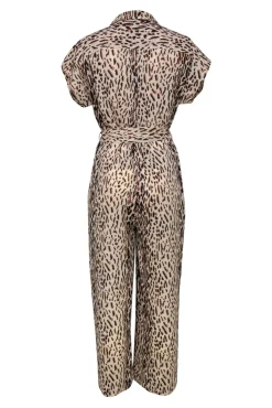 Joie - Beige & Black Leopard Print Utility-Style Belted Jumpsuit Sz M
