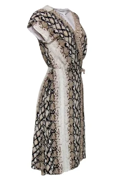 Joie - Beige & Black Snakeskin Print Wrap Dress Sz S
