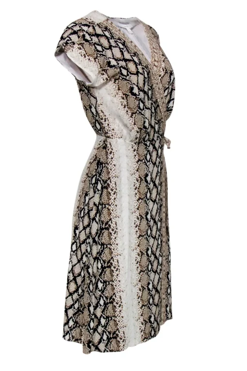 Joie - Beige & Black Snakeskin Print Wrap Dress Sz S