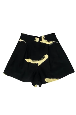 Joie - Black & Beige Brushstroke Print High Waisted "Benedita" Shorts Sz 2