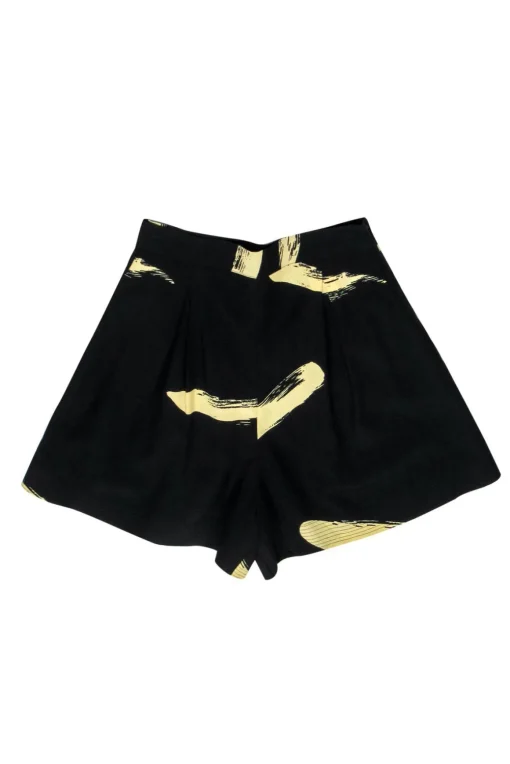 Joie - Black & Beige Brushstroke Print High Waisted "Benedita" Shorts Sz 2