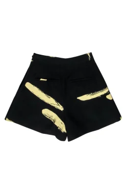 Joie - Black & Beige Brushstroke Print High Waisted "Benedita" Shorts Sz 2