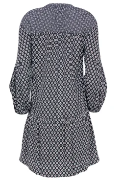 Joie - Black & White Floral Print Long Sleeve Button-Up Drop Waist Dress Sz S