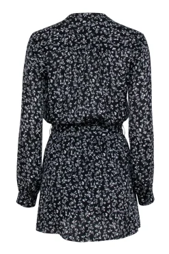 Joie - Black & White Floral Long Sleeve Quarter Button Down Dress Sz XS