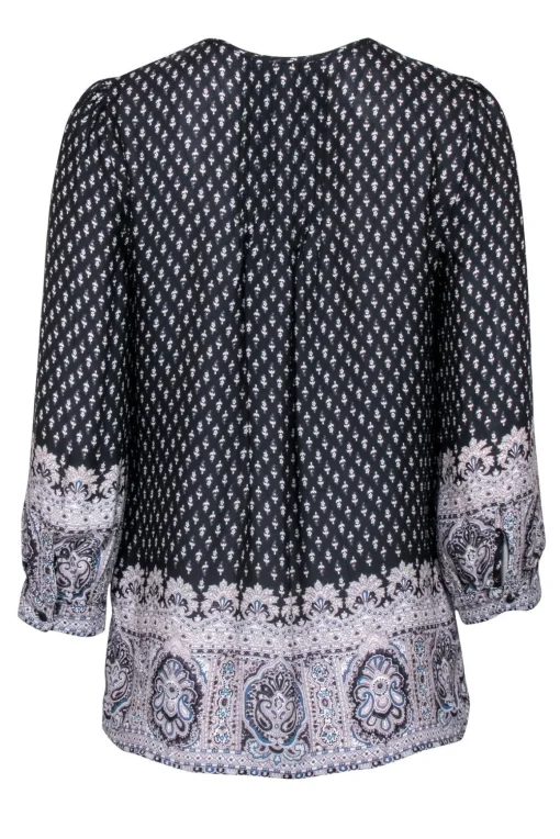 Joie – Black & White Paisley Print Peasant Top Sz XS