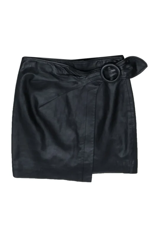 Joie - Black Leather Wrap Skirt Sz 4