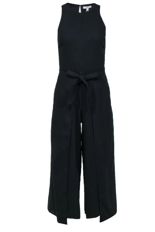 Joie - Black Wide-Leg Skirt-Style Tie Waist Jumpsuit Sz 0