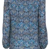 Joie - Blue & Brown Paisley Printed Silk Blouse Sz M