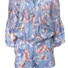 Joie - Blue & Pink Floral Romper w/ Micropleats Sz XS