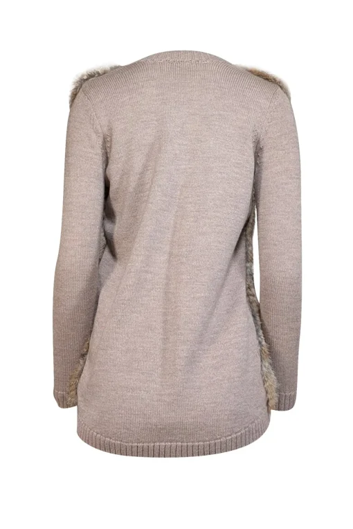 Joie - Brown Knit Cardigan w/ Rabbit Fur Front Sz XS
