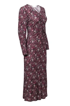 Joie - Brown w/ Multicolor Floral Print Ruched Maxi Dress Sz S