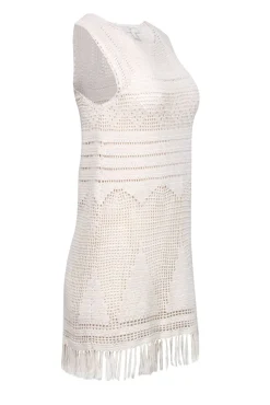 Joie - Cream Crochet Sleeveless Dress w/ Fringe Hem Sz XXS