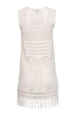 Joie - Cream Crochet Sleeveless Dress w/ Fringe Hem Sz XXS